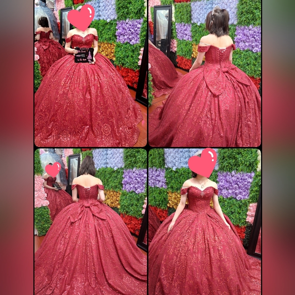 Burgundy Sequence Quinceañera Dress Brand New Never Used